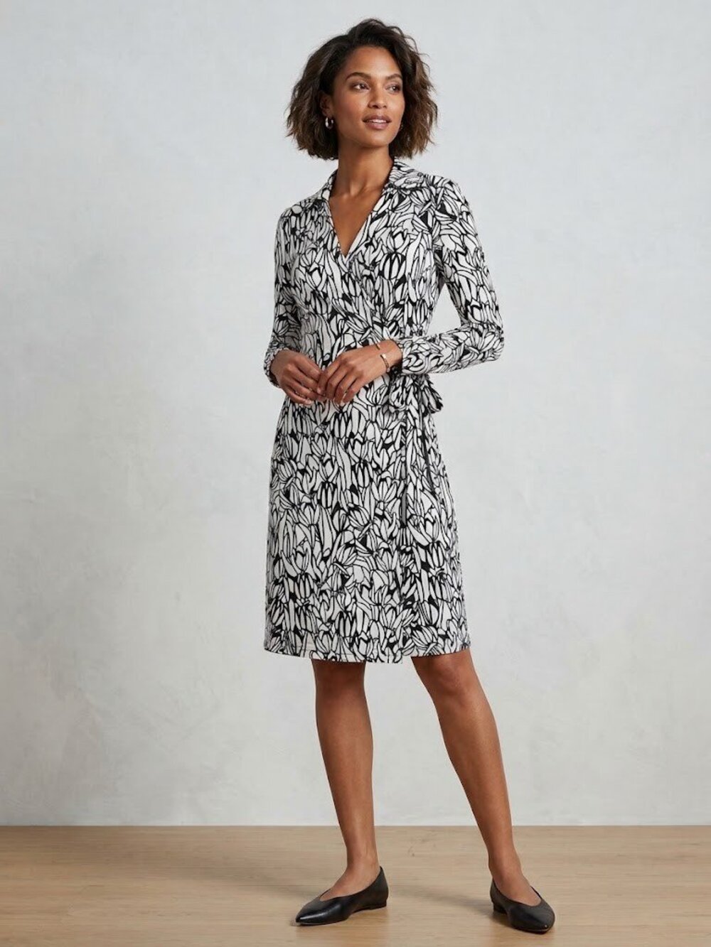 NWT Diane von Furstenberg New Jeanne Two in Milford Ivory Silk Wrap Dress 6